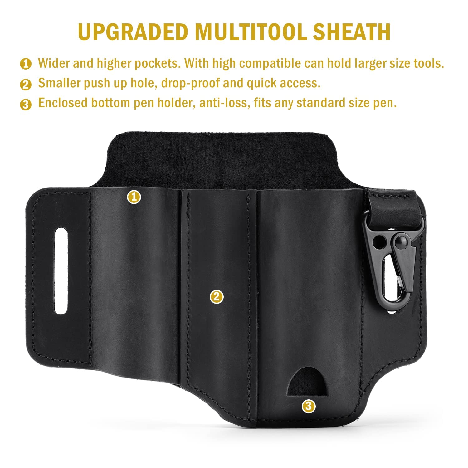 VIPERADE PJ29 EDC Lederscheide, Multitoolscheide/Werkzeuge Holster/Messergürtelscheide/Taschenlampenscheide für Leatherman Multitools/Messerscheide, handgefertigte Organizerscheide
