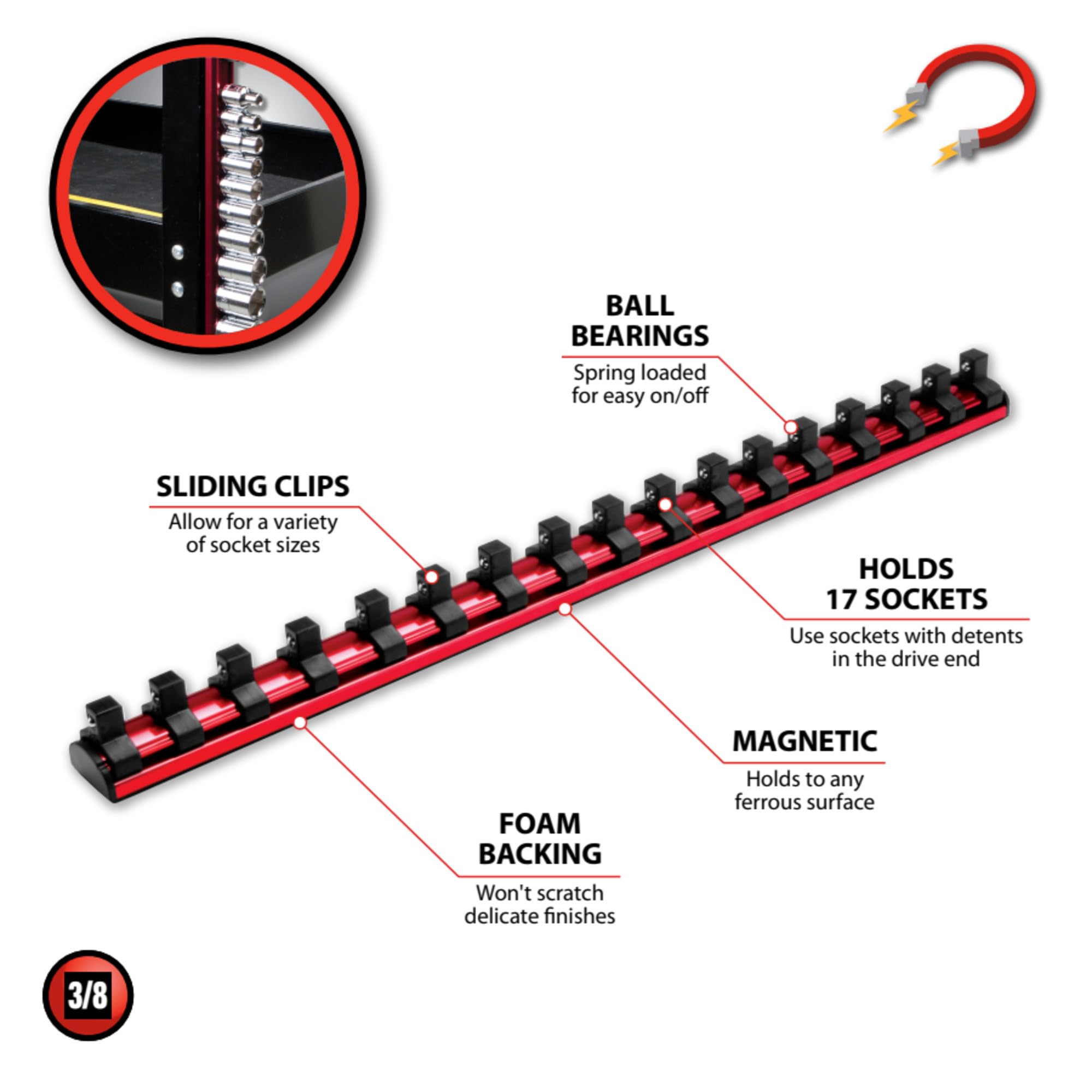 Performance Tool W38003 3/8 pollici guida presa magnetica