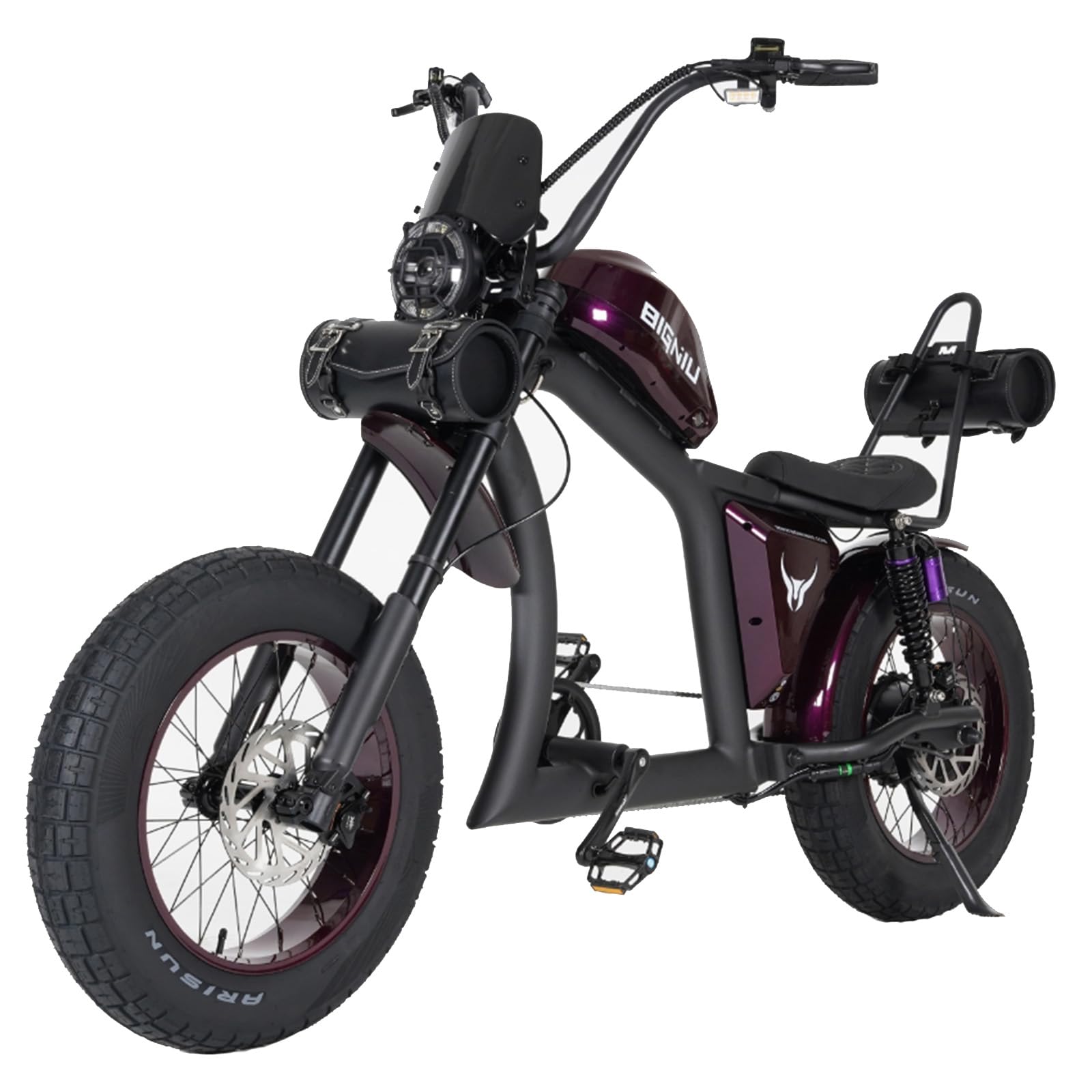 BIGNIU Adult Electric Bike, 1500W Brushless Motor 52V/29.4Ah Range Up to 38 Miles E Bike Front/Rear Turn Signals Dual Suspension Electric Bike BG-X