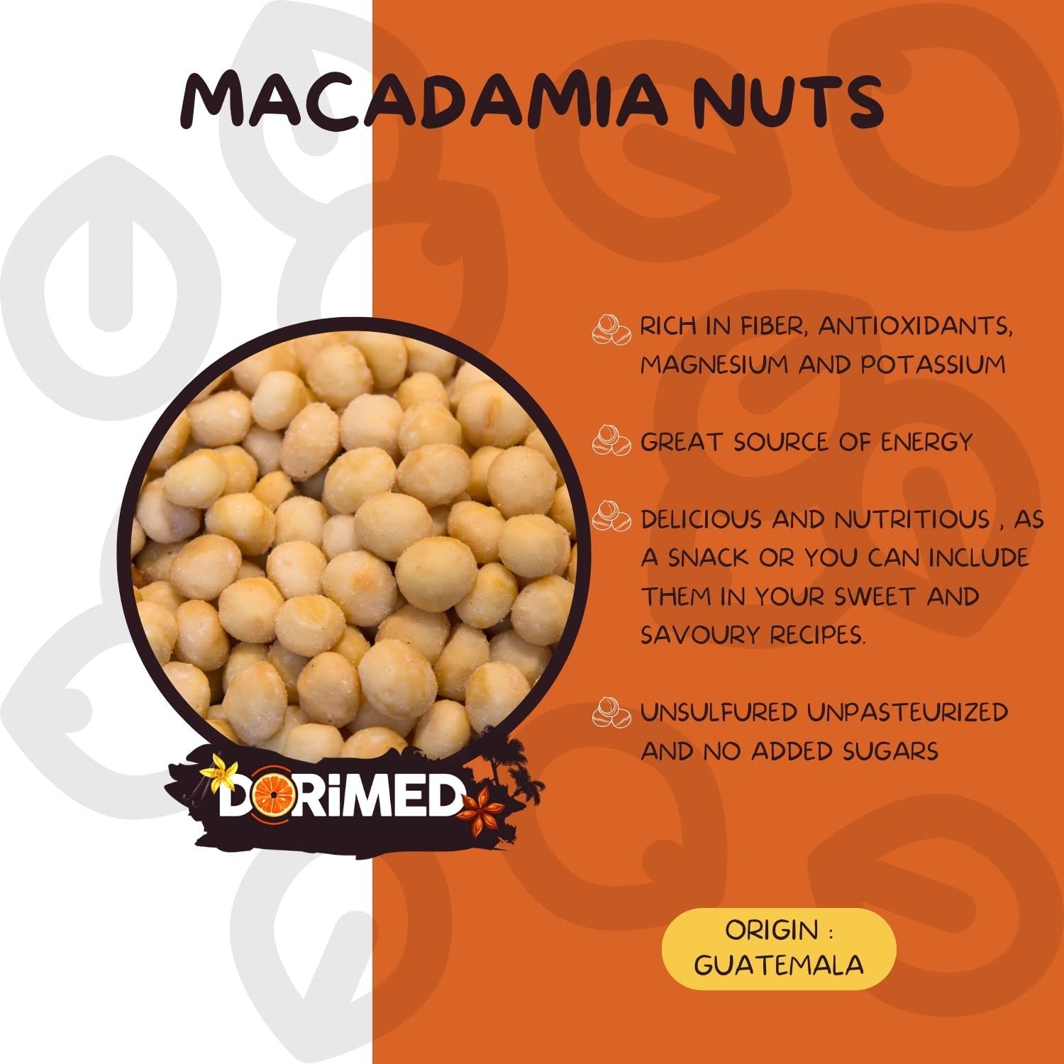 Noci Macadamia 100% Naturali Sgusciate Intere Crude Grandi [1Kg]. Noci Sgusciate Di Macadamia, Frutta Secca Di Grosso Calibro 100% Naturale. Raw Nuts Di Prima Scelta. Snack Genuino, Gustoso - Dorimed