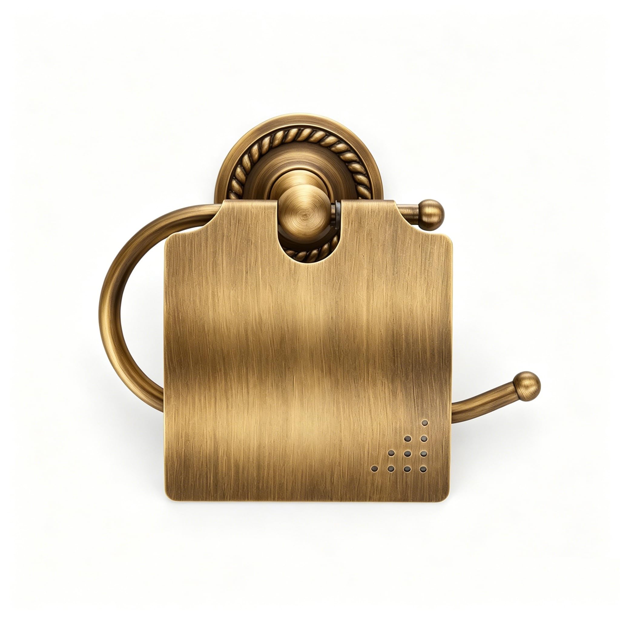 Brass Wall Mount Toilet Paper Holder with Lid, Vintage Style for Bathroom