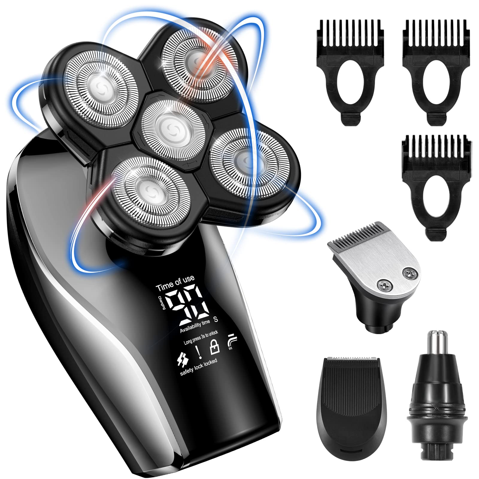 Head Shaver Electric Razor for Men Bald Head Razor Grooming Kit with LED Display Wet Dry USB Rechargeable