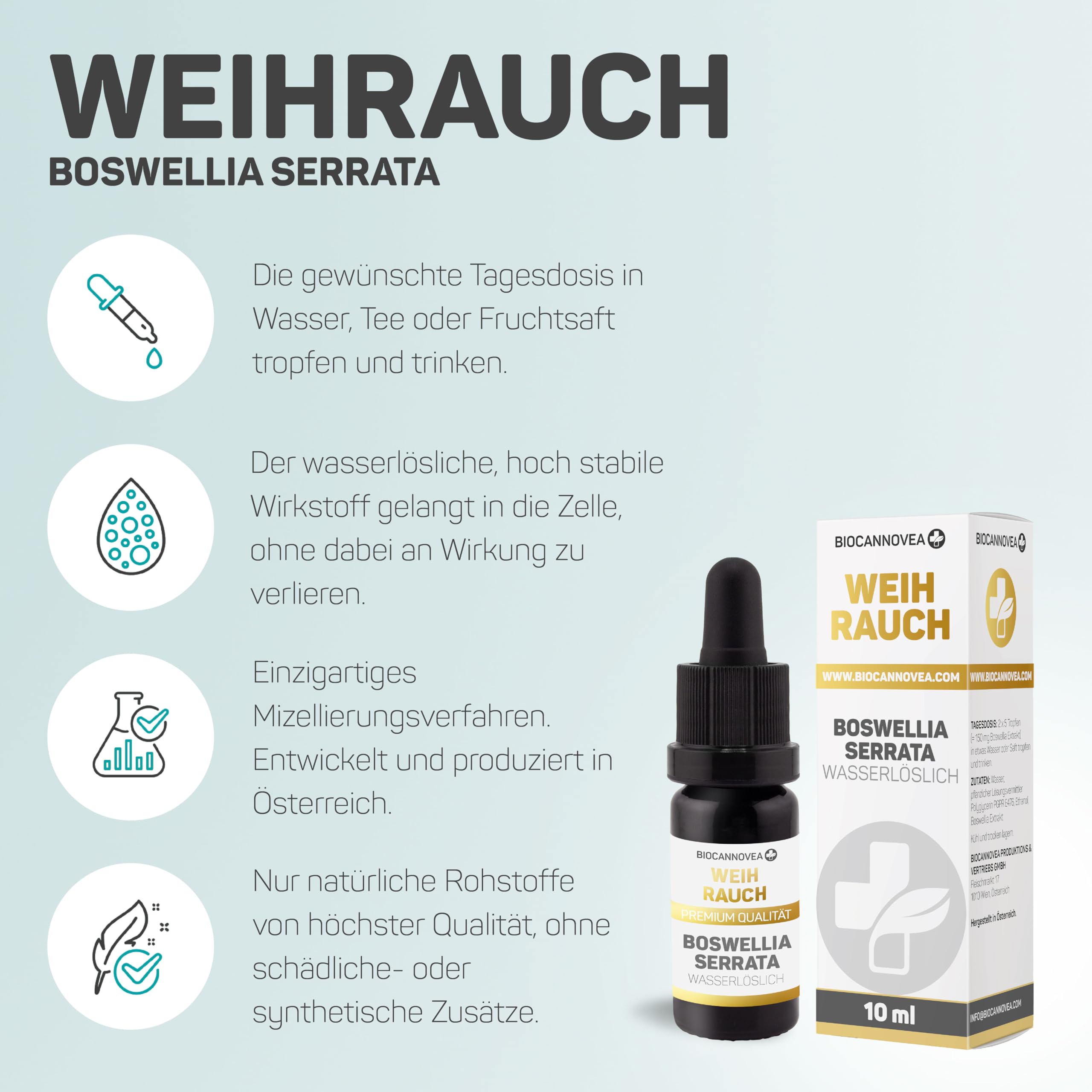 Boswellia Serrata Weihrauch hochdosiert 1200mg Tagesdosis - Tropfen Extrakt wasserlöslich - 8x mehr Bioverfügbarkeit als Weihrauchkapseln