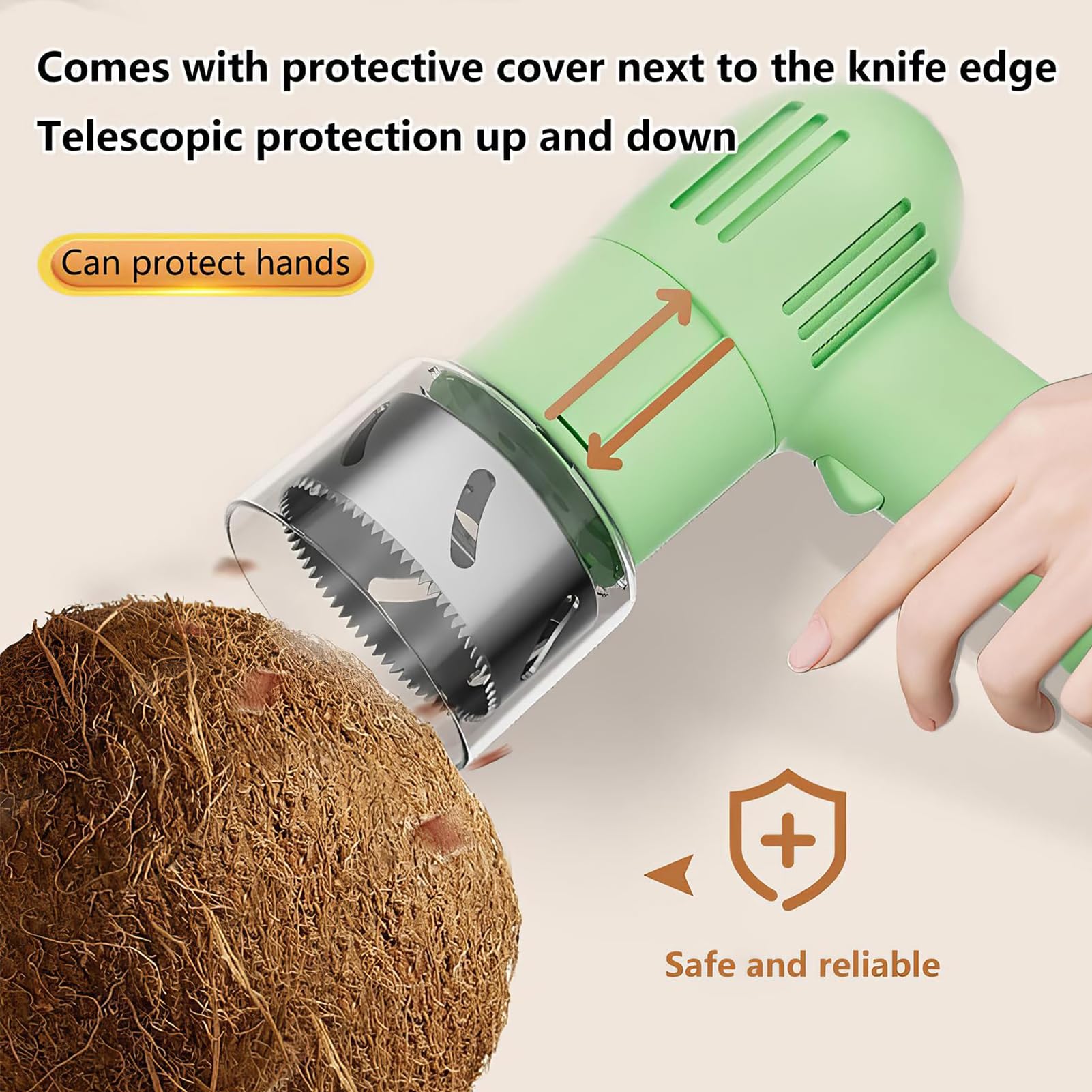 Abridor eléctrico de coco, herramienta de perforación portátil con raspador y protector de cuchilla, taladro de agujero de 6 cm, una llave abierta, para tienda, restaurante, barra de jugos