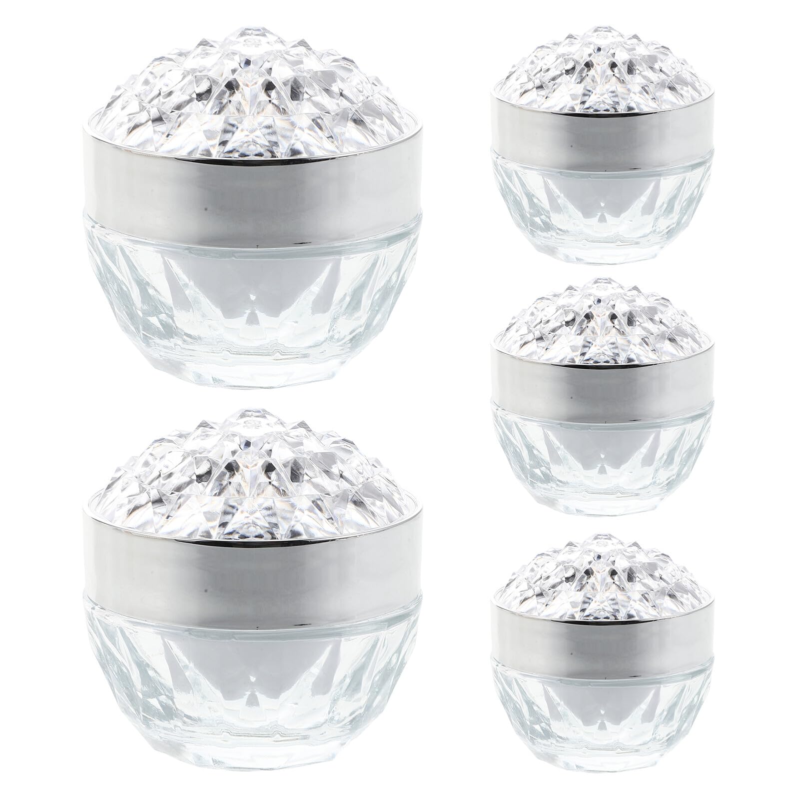 5pièces Pots à Crème Rechargeables Verre Vides Contenants Cosmétiques Couvercle Pots Échantillons pour Voyage Crème Lotion Soin Peau