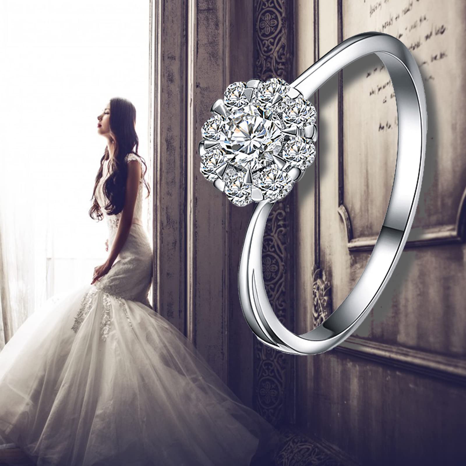 9K/14K/18K Echtgold Hochzeitsringe für Damen Moissanit 0.5-0.8ct Ewigkeitsring Verlobungsringe für Sie