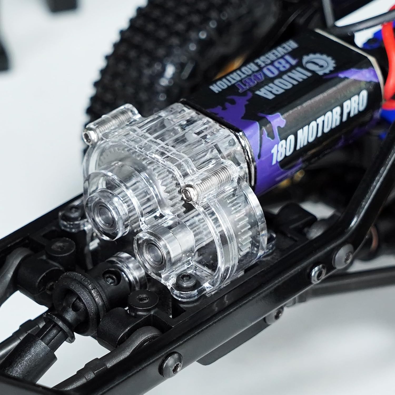 INJORA Acrylic Complete Transmission with Underdrive Gears for 1/18 RC Crawler TRX4M Upgrade