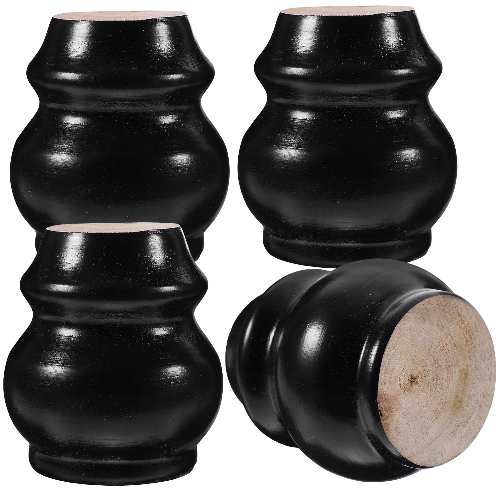 Patas de madera maciza KICHOUSE de 4 piezas para elevar sofás y muebles en color negro