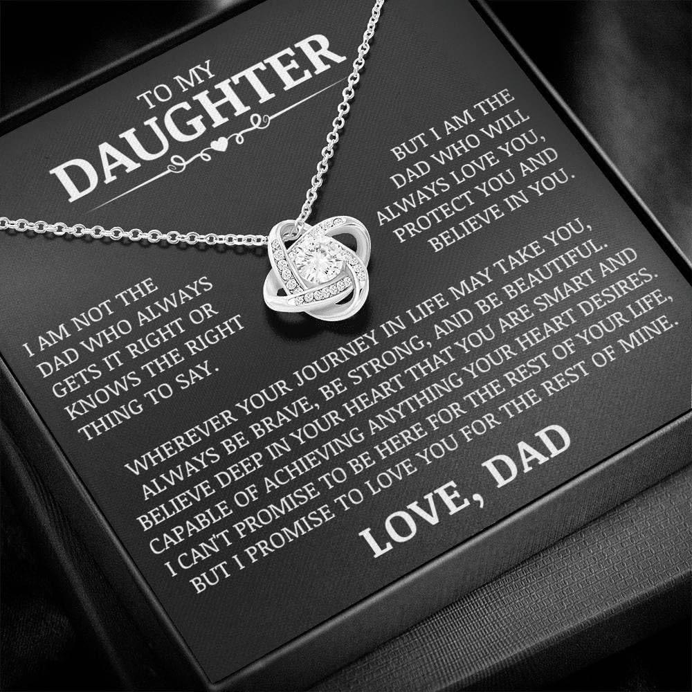 To My Daughter - Protect You and Believe In You Love Knot Necklace, Meaningful Gift for Daughter, Jewelry Message Card for Birthday Graduation Christmas Gift Idea, Unique Gift from Dad - Image 5
