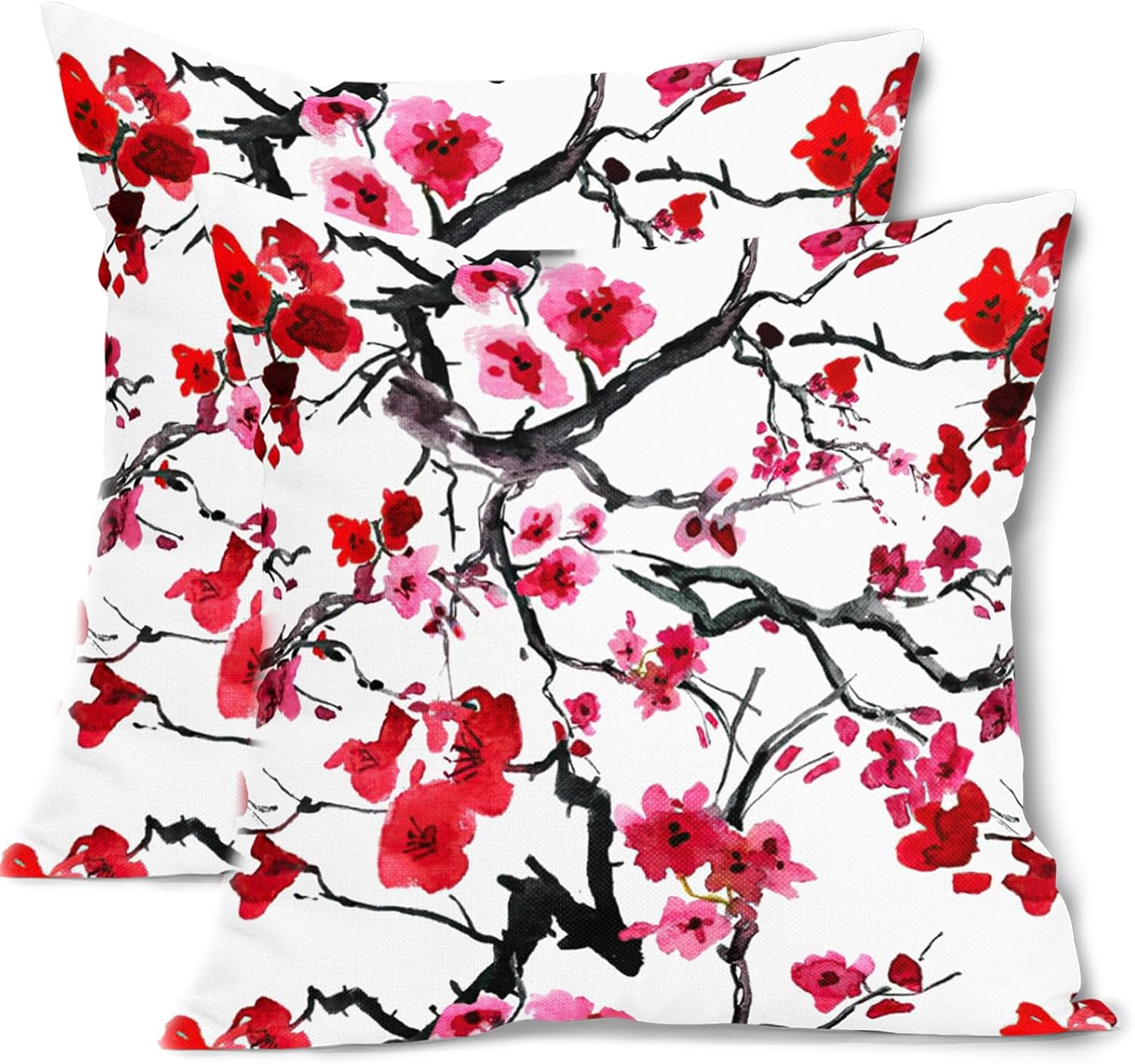 Spring Floral Pillow Covers 18x18 Inch Japanese Cherry