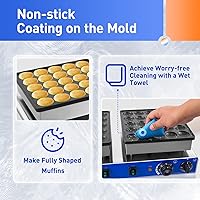 Vista 3 de Mini máquina holandesa para hacer panqueques de 1600 W, 50 agujeros, antiadherente, 110 V, waflera eléctrica antiadherente, control preciso