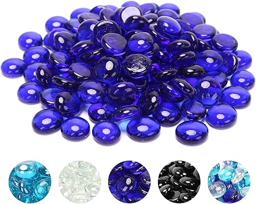 Hisencn Vidrio de fuego para hoguera Cuentas de vidrio de fuego azul cobalto para hoguera de propano, exteriores e interiores, chimeneas naturales