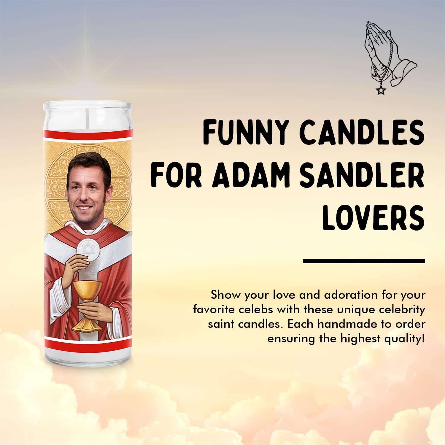 Adam Celebrity Glass Jar Candle – Sandler Votive Candle – Unique Gift for Stand Up Comedy Lovers – Happy Billy Gilmore Madison Movie Fans - Funny Home Office Man Cave Decor