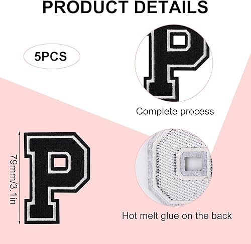 Miniatura 2 de 5 parches de letras para planchar y coser, bordado de 3.14 pulgadas, parches decorativos del alfabeto, parches para planchar en ropa, chaquetas,