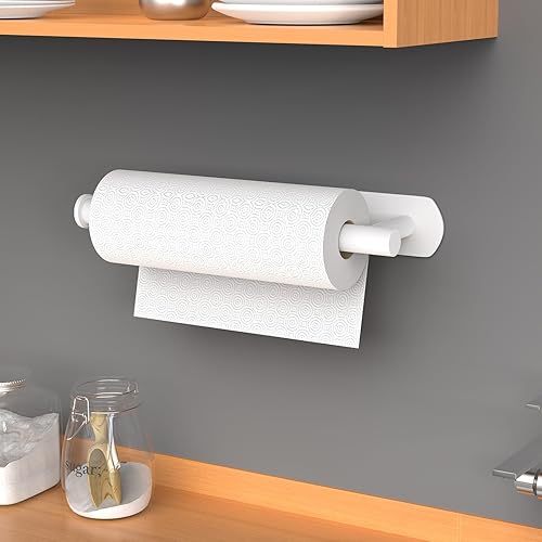 Miniatura 6 de HUFEEOH Soporte adhesivo para toallas de papel debajo del gabinete, soporte de pared para toalla de papel de cocina, toallero de papel para toalla