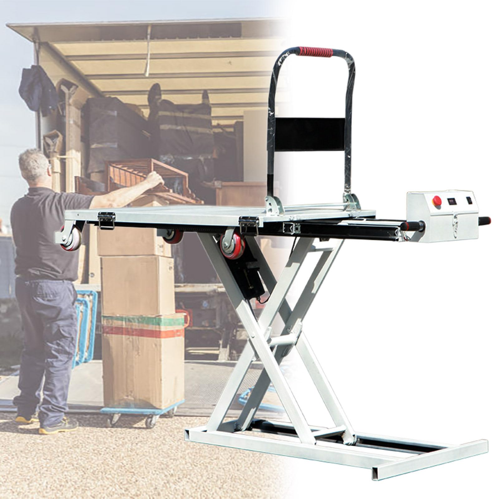 Hydraulic Lift Table Cart, Electric Lift Truck, 102cm Lifting Height 270kg Capacity,for Handling Tools