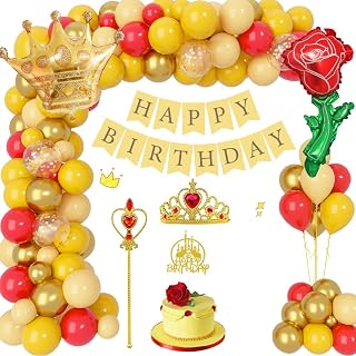 Geburtstagsdeko Mädchen Gelb Gold Set, Prinzessin Geburtstag Party Deko