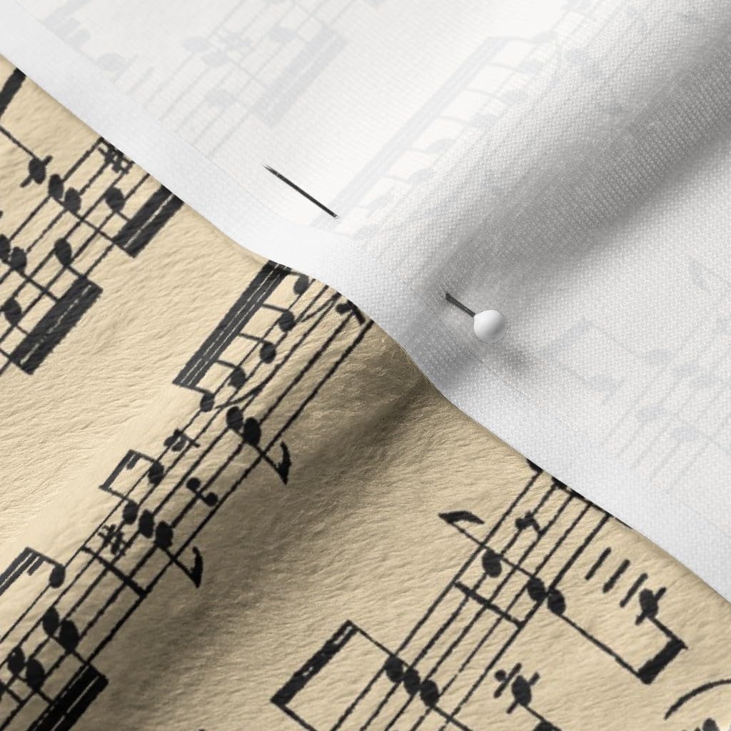 Spoonflower Fabric - Music Tan Small Musical Notes Symphony Orchestra Printed on Minky Fabric Fat Quarter - Sewing Baby Blankets Quilt Backing Plush