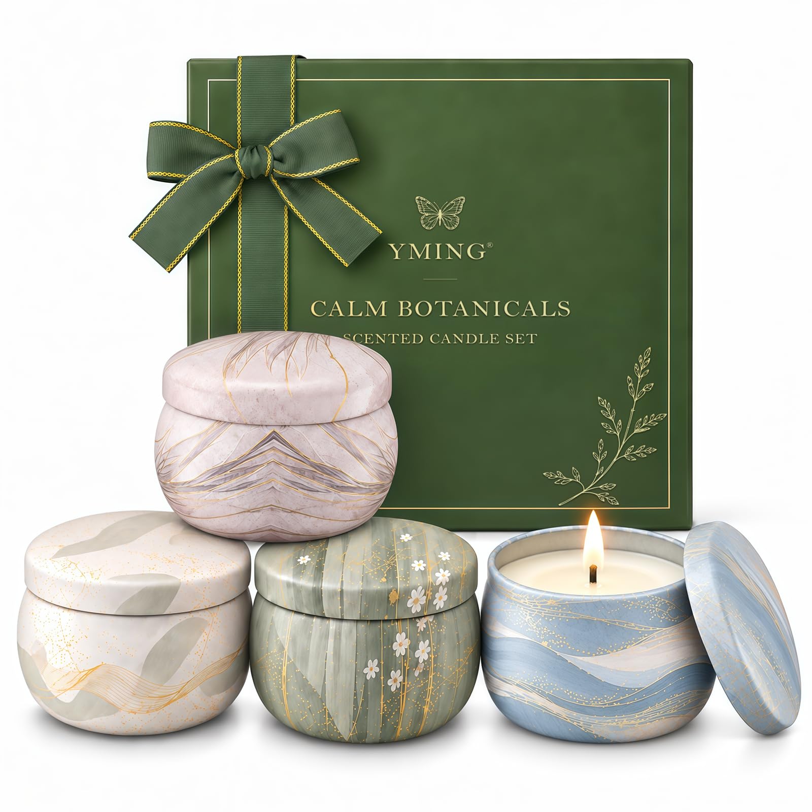 YMing Scented Candles Gift Set for Women,4 Pack Calm Botanical Scents — image 1