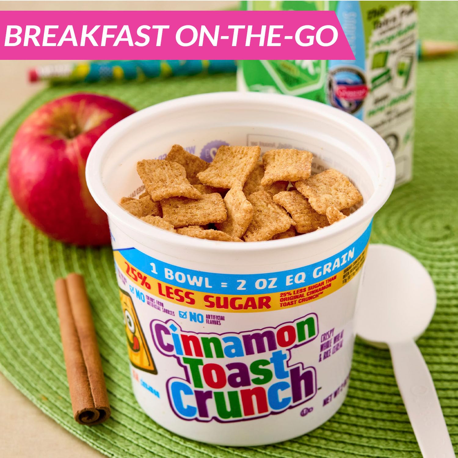 Cereal Cups Variety Pack Bulk Box with Spoons - 12 Single Serve Breakfast Cups - Honey Nut Cheerios, Lucky Charms, Cinnamon Toast Crunch - Perfect Breakfast Cereals To Go, for Travel, Office, Kids