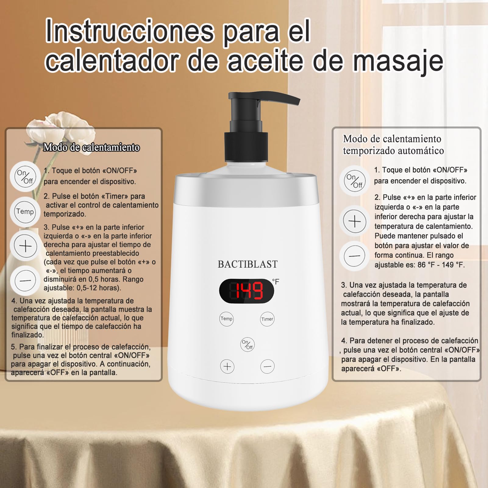 Calentador Aceit Masaj, Calentador de Aceite de Masaje con dos dispensadores de botellas, Calentador de loción con indicador LCD, Oil Warmer For Salon, Home (Blanco)
