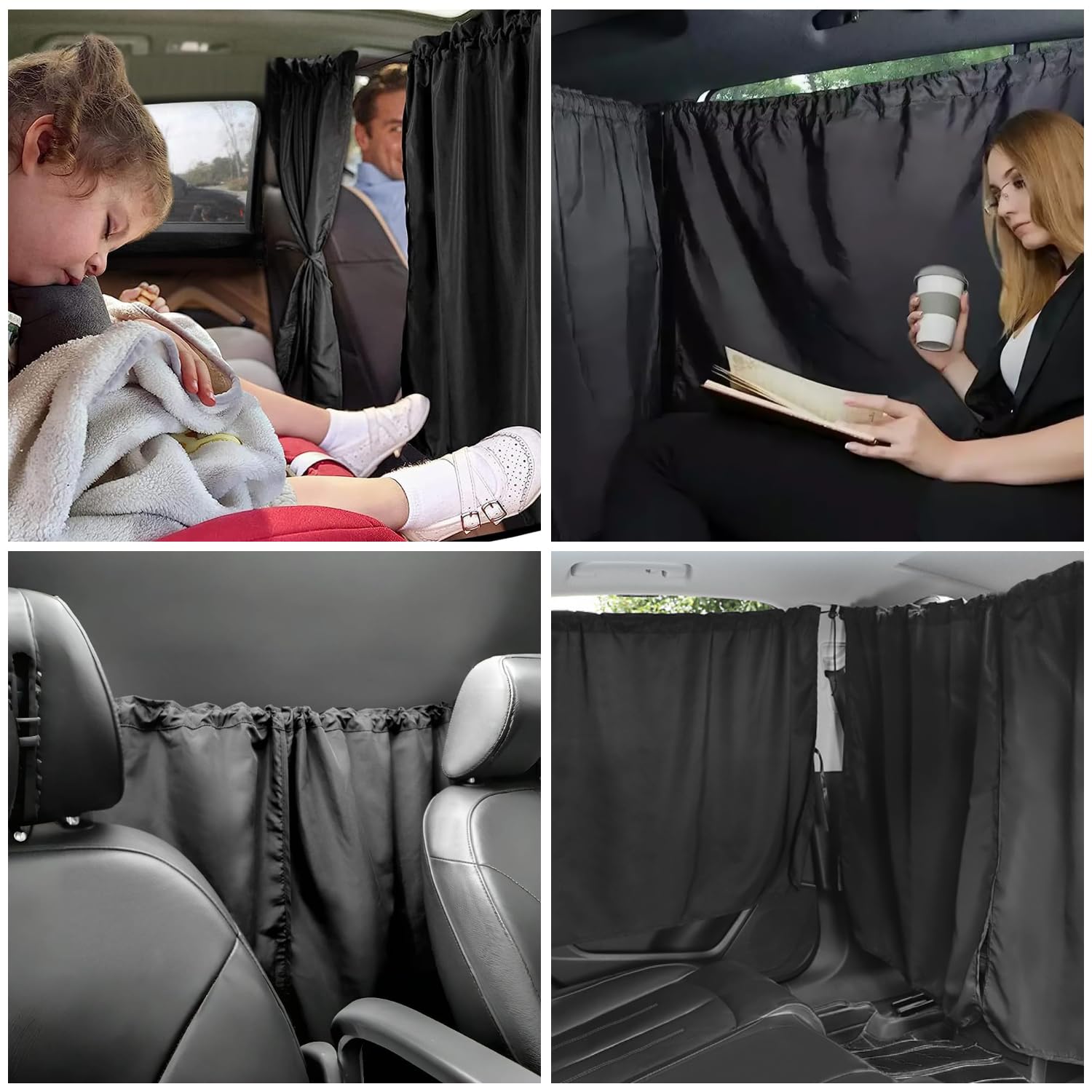 5 Pièces Rideau Voiture Pare Soleil Voiture Accessoires Auto | Séparation d'Espace Protection de Confidentialité Installation Facile Démontable Isolation Thermique Universel pour Voitures