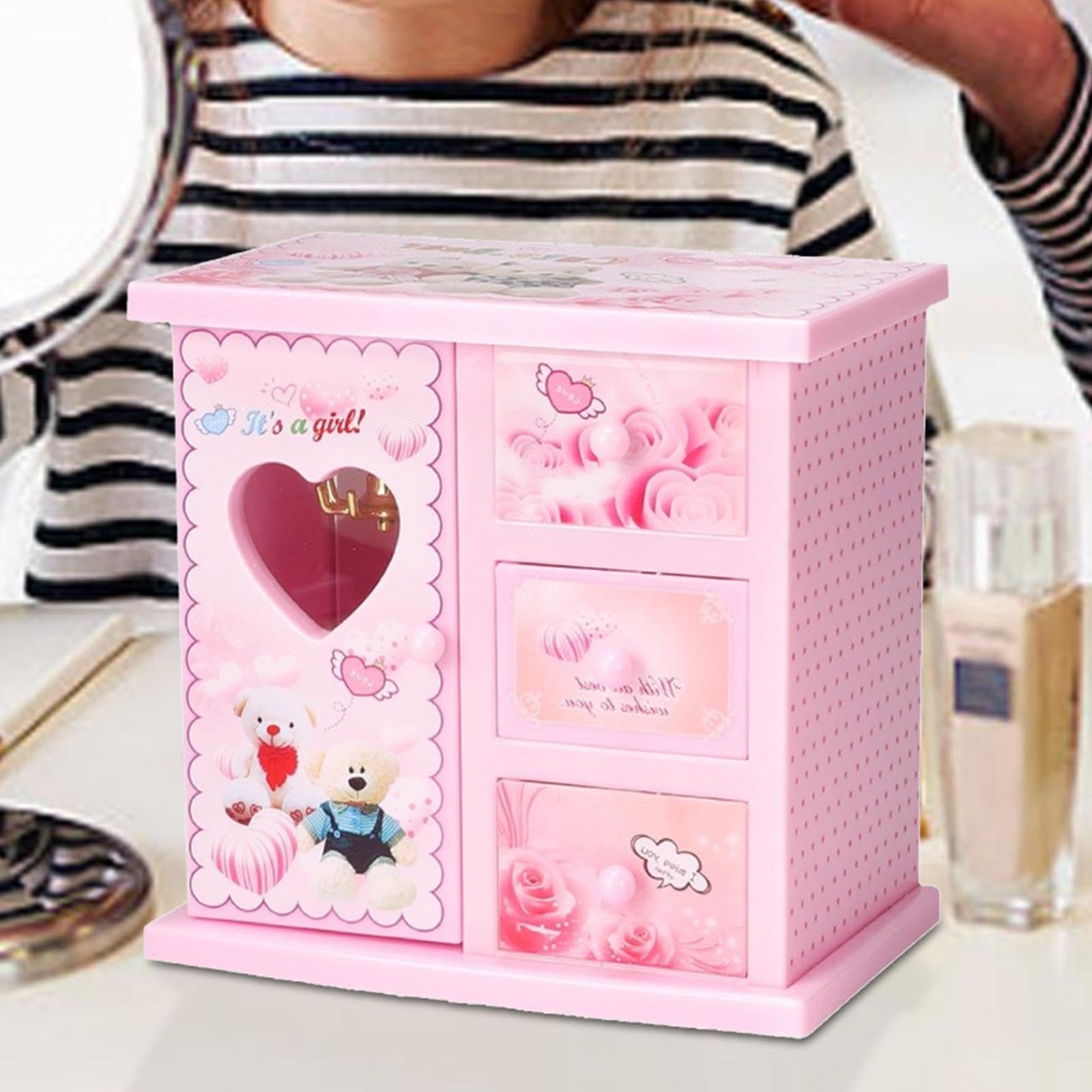 Boîte à Bijoux Musicale Ballerine Pour Fille - Coffret Cœur Avec Danseuse Tournante