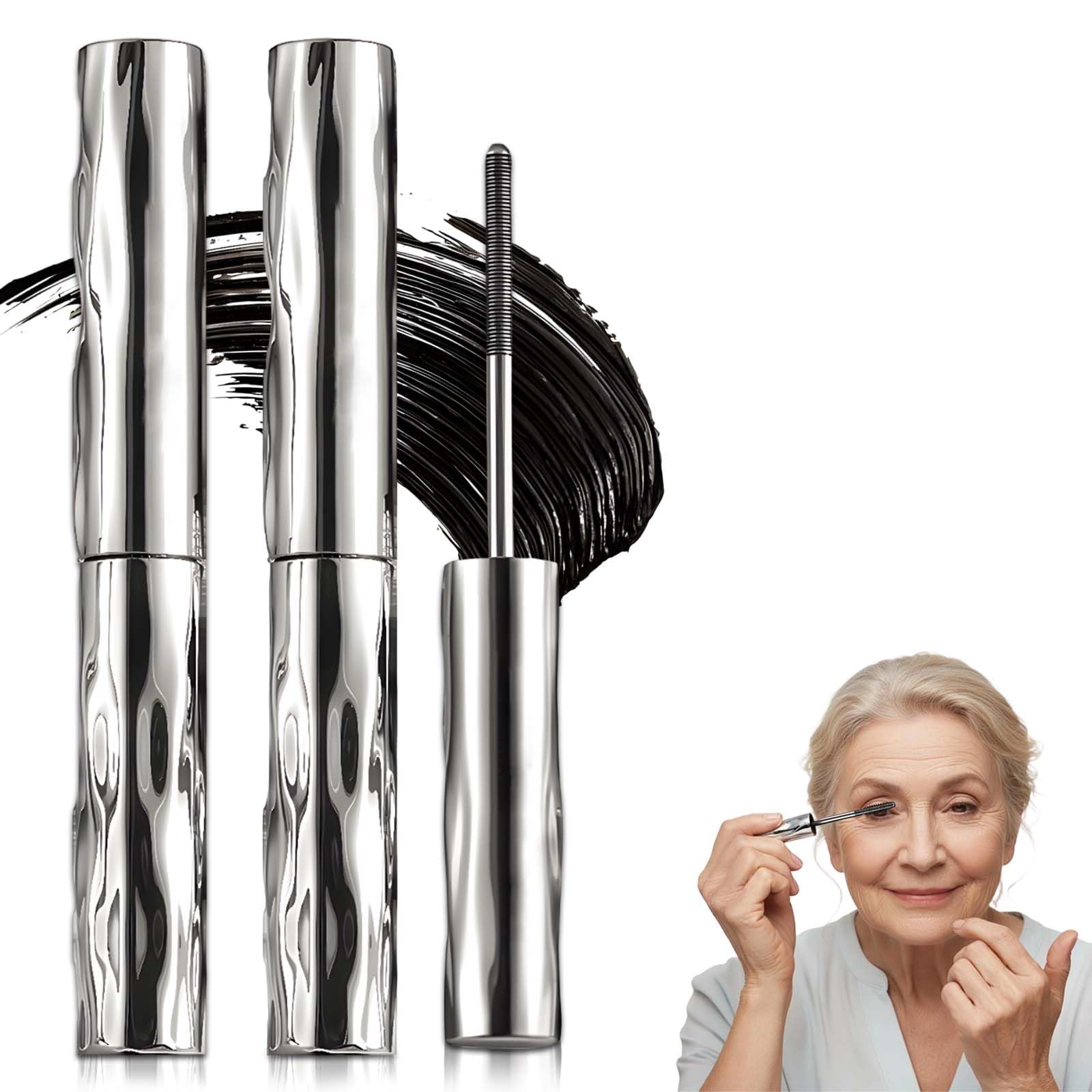 Mascara für ältere Frauen, 2026 Neu Metal Mascara mit Metallbürste, 3D Curling Eyelash Iron, Wasserfest Iron Eye Mas cara Volumengebende Wimperntusche Schnell Trocknend und Wischfest (2PC)