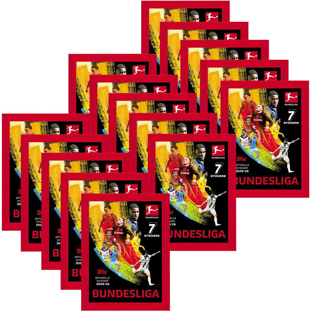 Bundle mit Topps Bundesliga Sammelsticker 2025/2026-15 Tüten + exklusive collect-it Hüllen