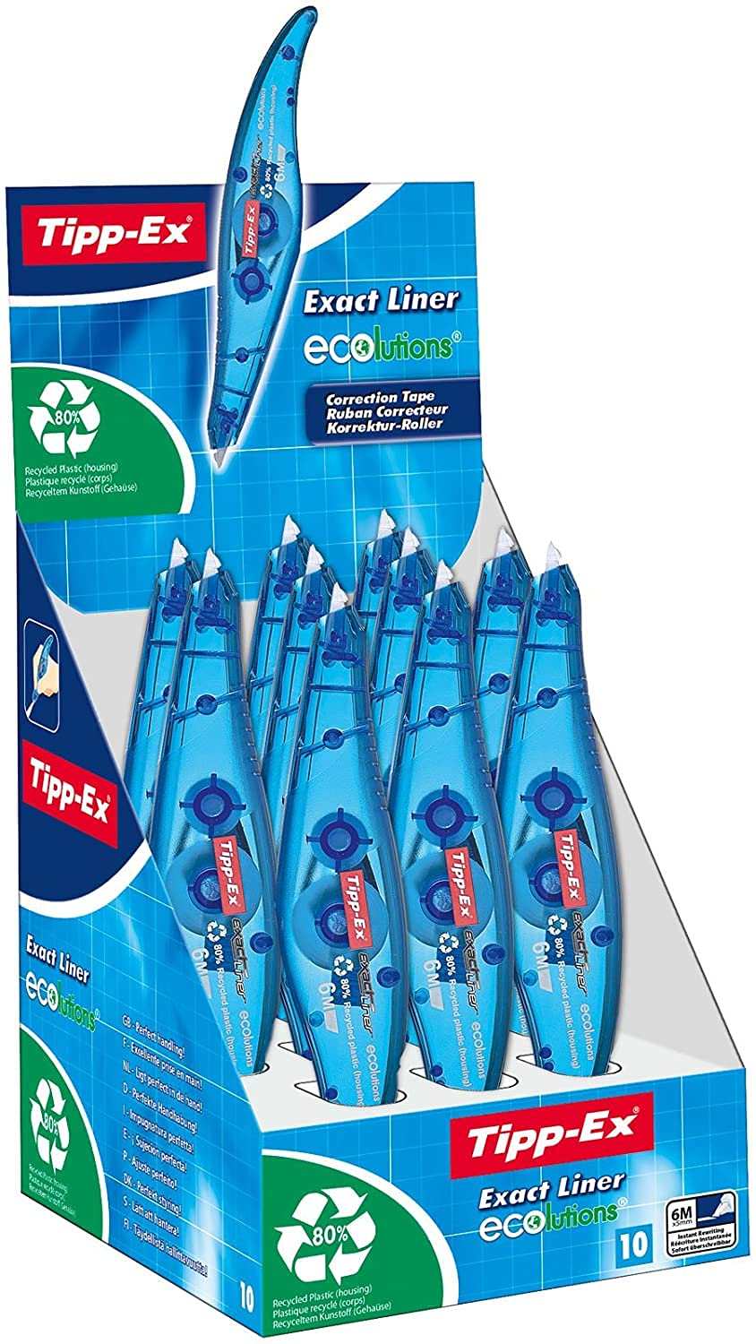Tipp-Ex Korrekturroller Exact Liner, 6 m x 5 mm, 10er Pack, Ideal für das Büro, das Home Office oder die Schule