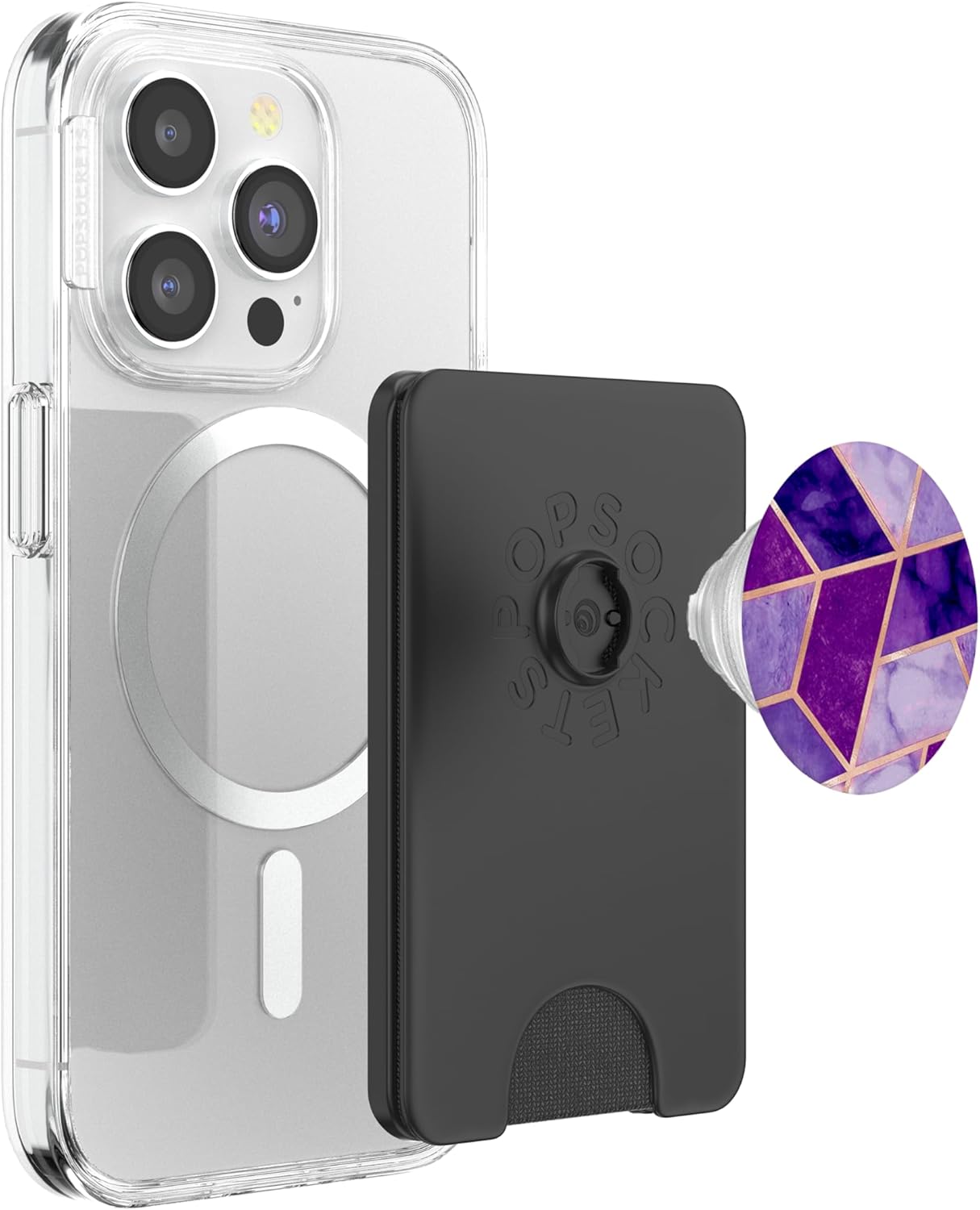 Purple Violet Chic Geometric Design PopSockets PopGrip: Swappable Grip for Phones & Tablets PopSockets PopWallet for MagSafe