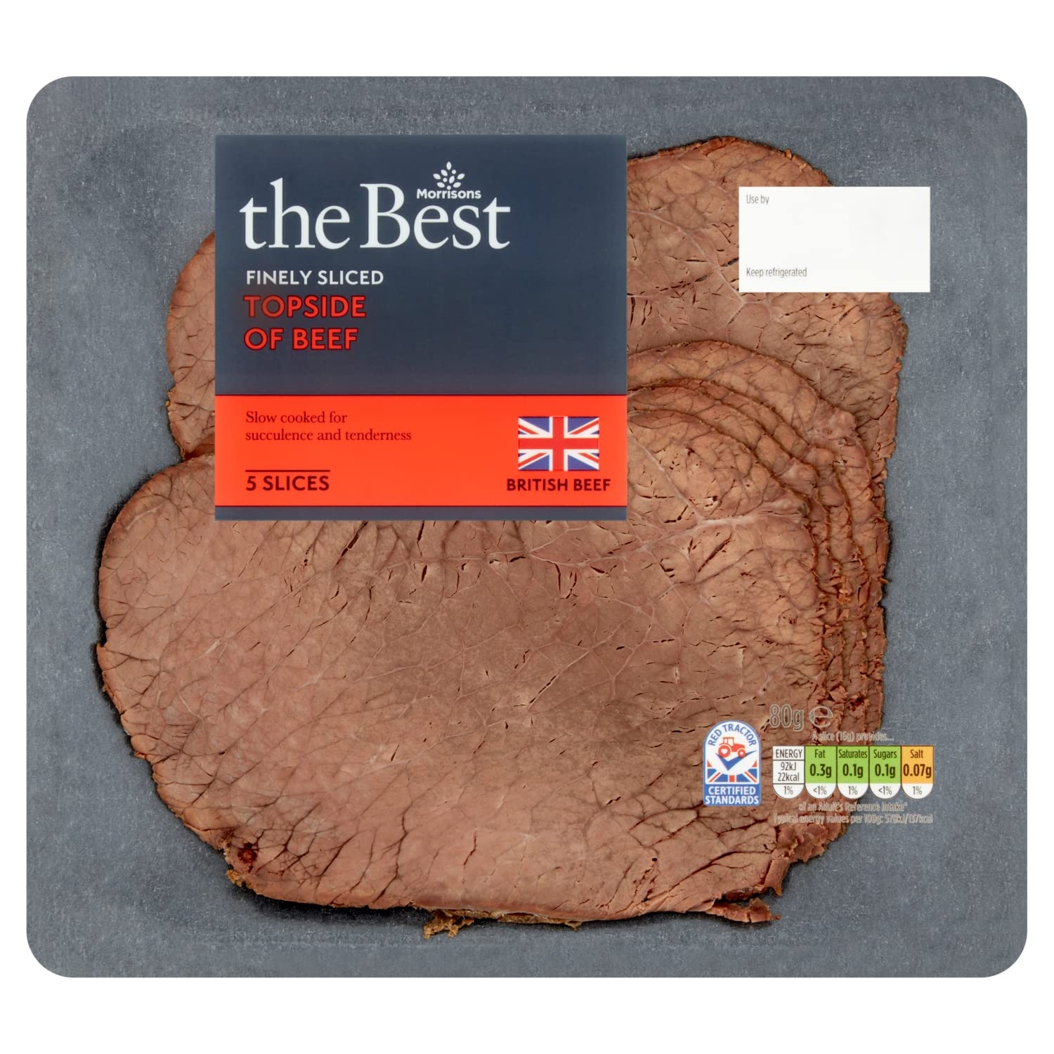 Morrisons The Best Finely Sliced Topside Of Beef 80G, 1 x 1 g
