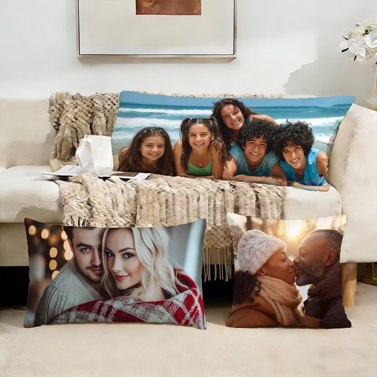 Coussin Personnalisé Photo 50x150,Oreiller Personnalisé,Double Face avec Propre Photo et Texte | Coussin Canape Double Face (2 Photos),pour Enfants,Amis,Parents et Couples-Cadeau Personnalisé 0o-76