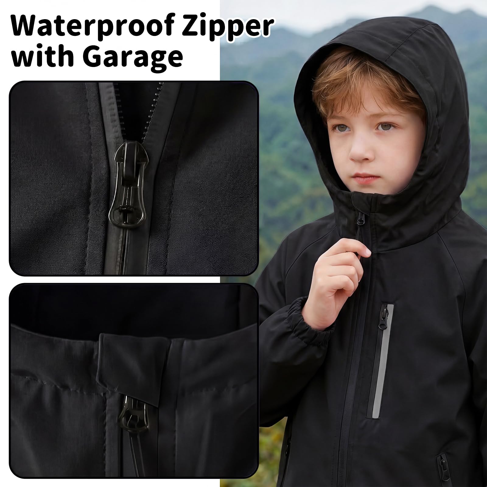 Veste Imperméable Enfant Réfléchissant Veste de Pluie Filles Coupe-Vent Imperméable à Capuche Garçons Légère Manteau Printemps Randonnée Blouson Camping Vêtements de Pluie pour Ado 5-14 ans