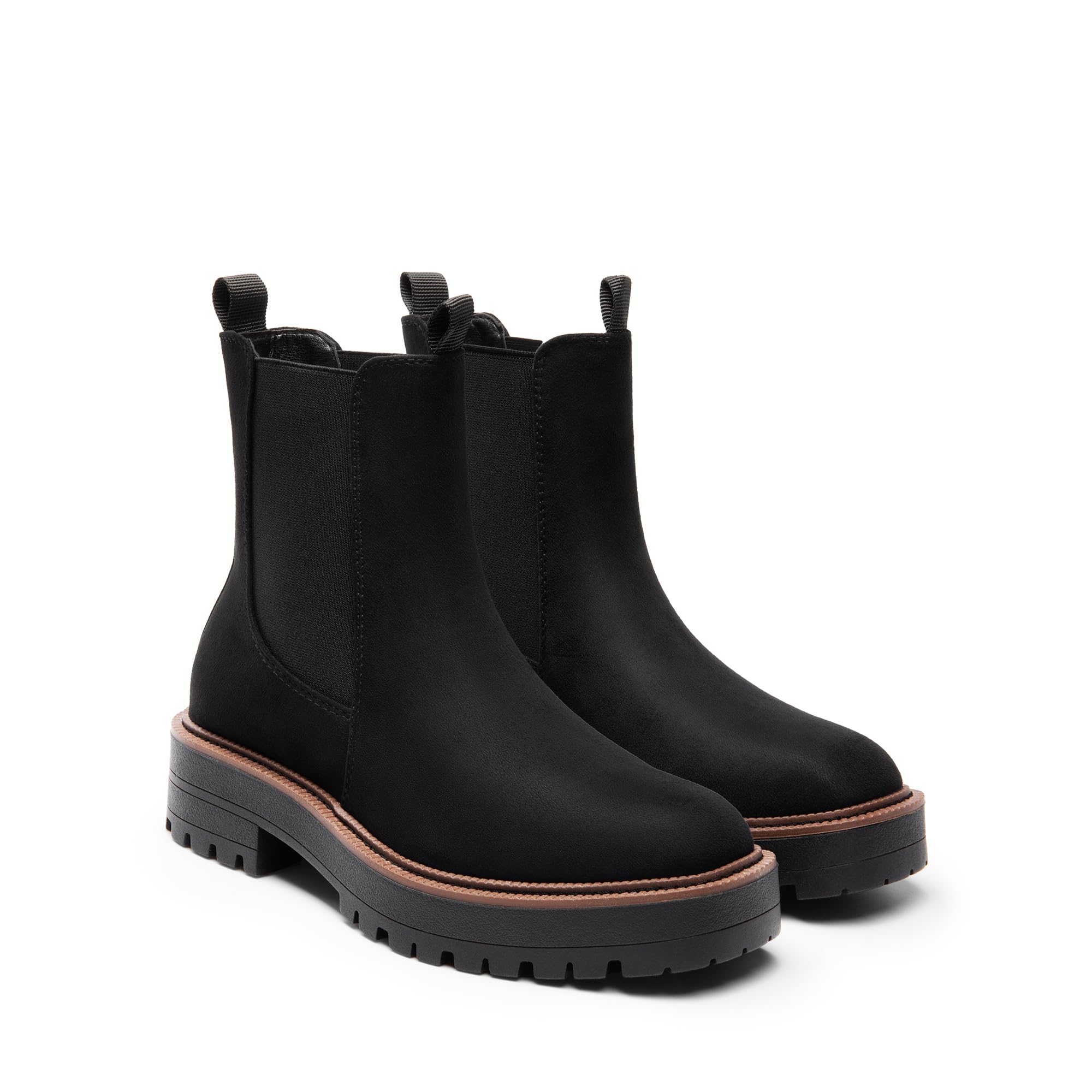 DREAM PAIRS Botas de Tobillo Chelsea para Mujer con Punta Cuadrada, Moda de Tacón Bajo, Suela de Plataforma y Estilo de Otoño