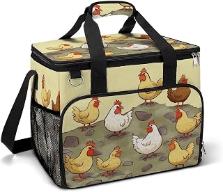 Camping Ice Pack, A Brood of Chickens Print Insulated Cooler Bag Large Capacity Ice Pack Portable Camping Cooler Outdoor Picnic Cooler, style