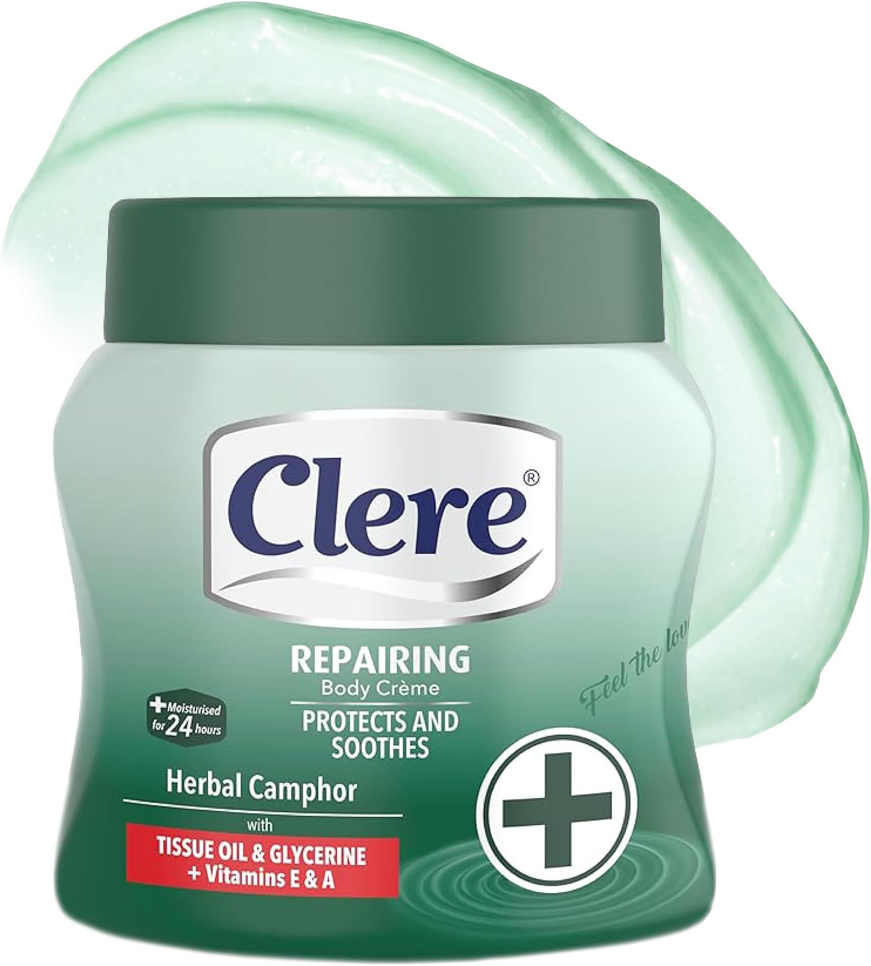 Clere Repairing Body Cream with Herbal Camphor, Tissue Oil, Glycerine, Vitamins E & A, 24-Hour Moisturisation, 500ml