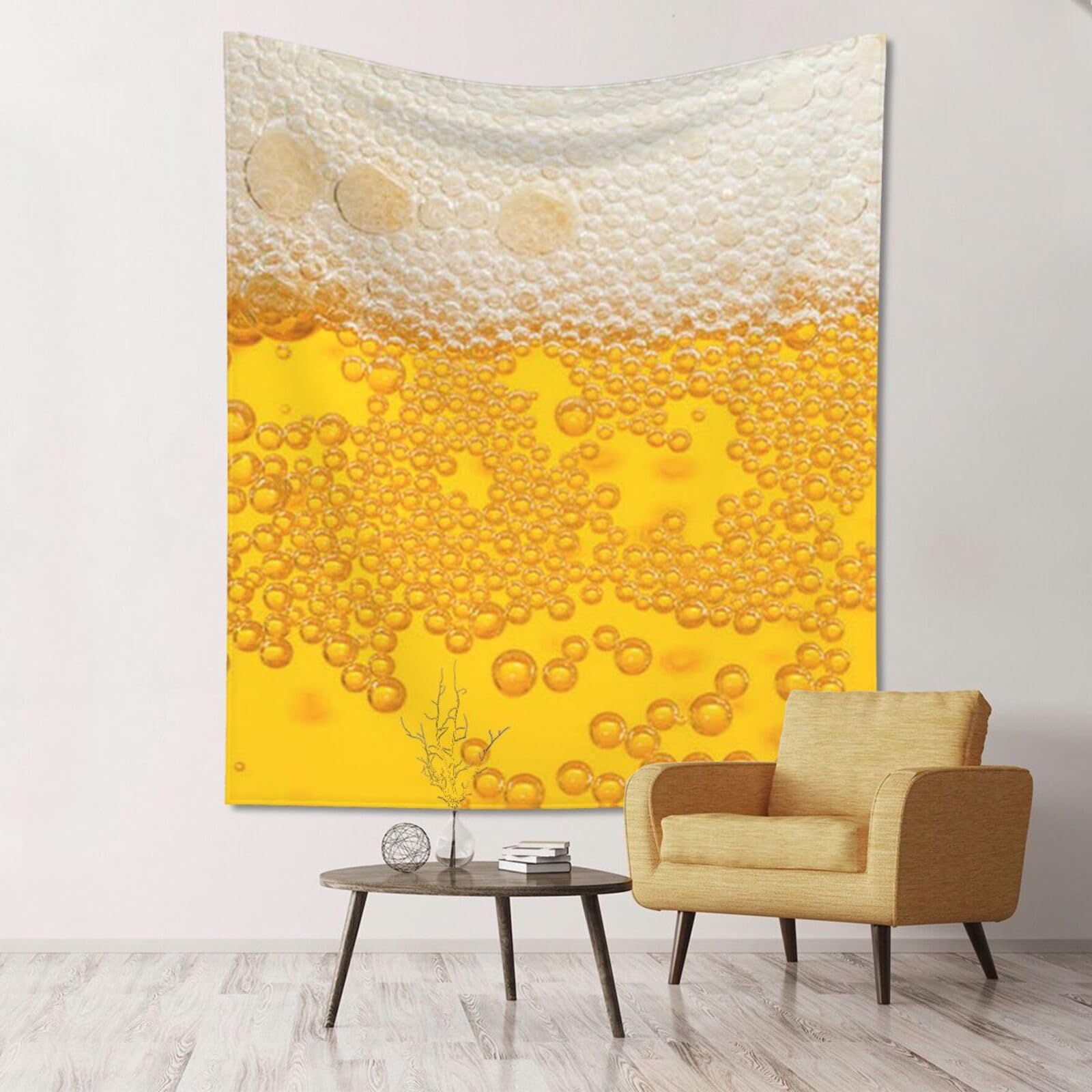WKSGDSG Large Wall Hanging, Machine Washable Tapestry For Dorm Room, Beer Foam, Lightweight Polyester Wall Art For Bedroom Living Room, 152x130cm