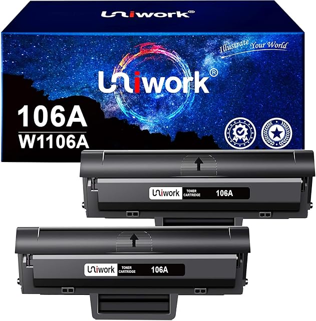 Uniwork Toner Cartridge Replacement for HP 106A W1106A Compatible with Laser 107W 107A 107R MFP 135WG 137FWG 135A 135R 135W 137FNW (Black, 2-Pack)