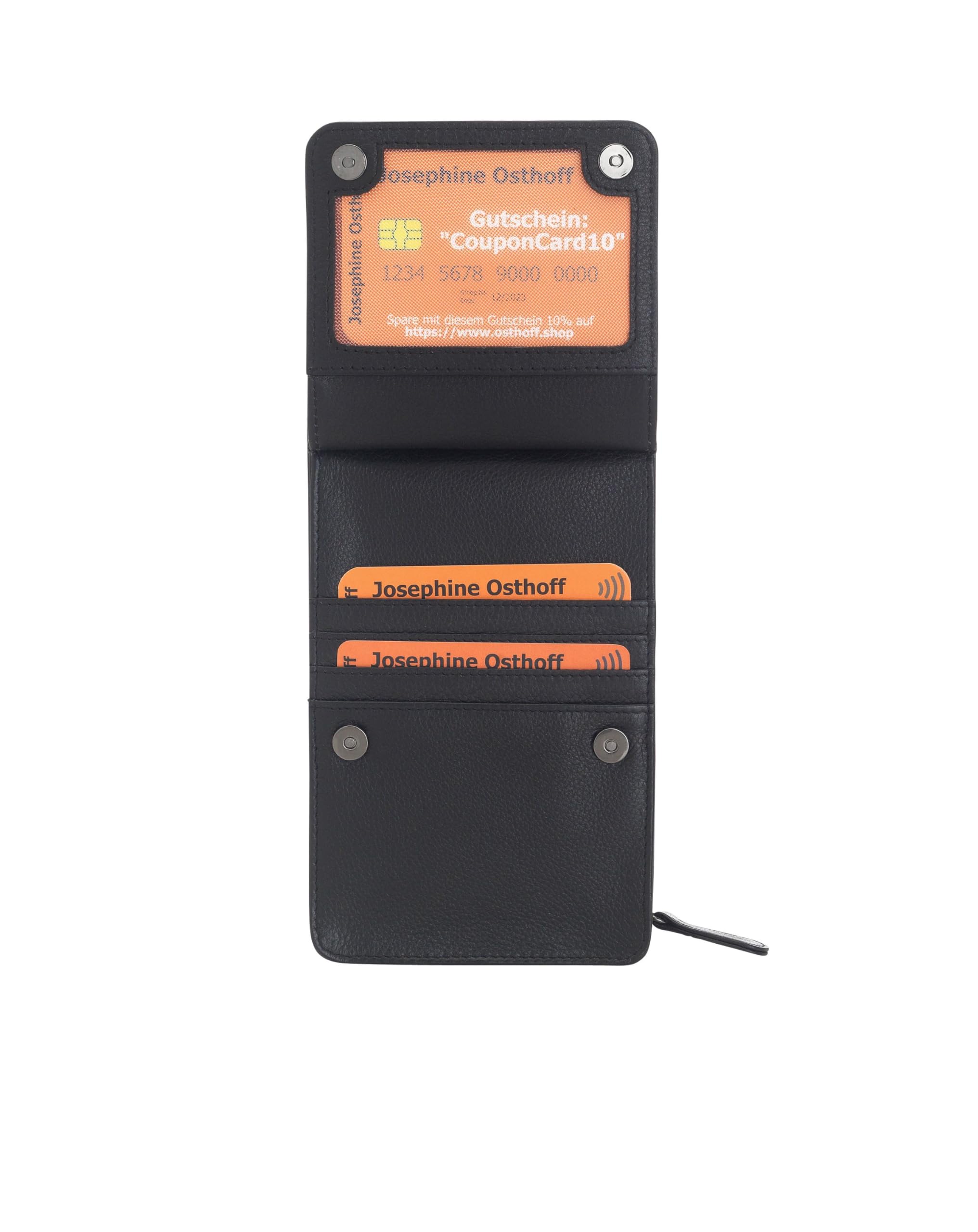 Torebka na telefon komórkowy do zawieszenia damska mała, prawdziwa skóra, torba na ramię na telefon komórkowy, smartfon, torba z ochroną RFID, zamek błyskawiczny Crossbody (100), czarny, 17 x 10 x 4 cm