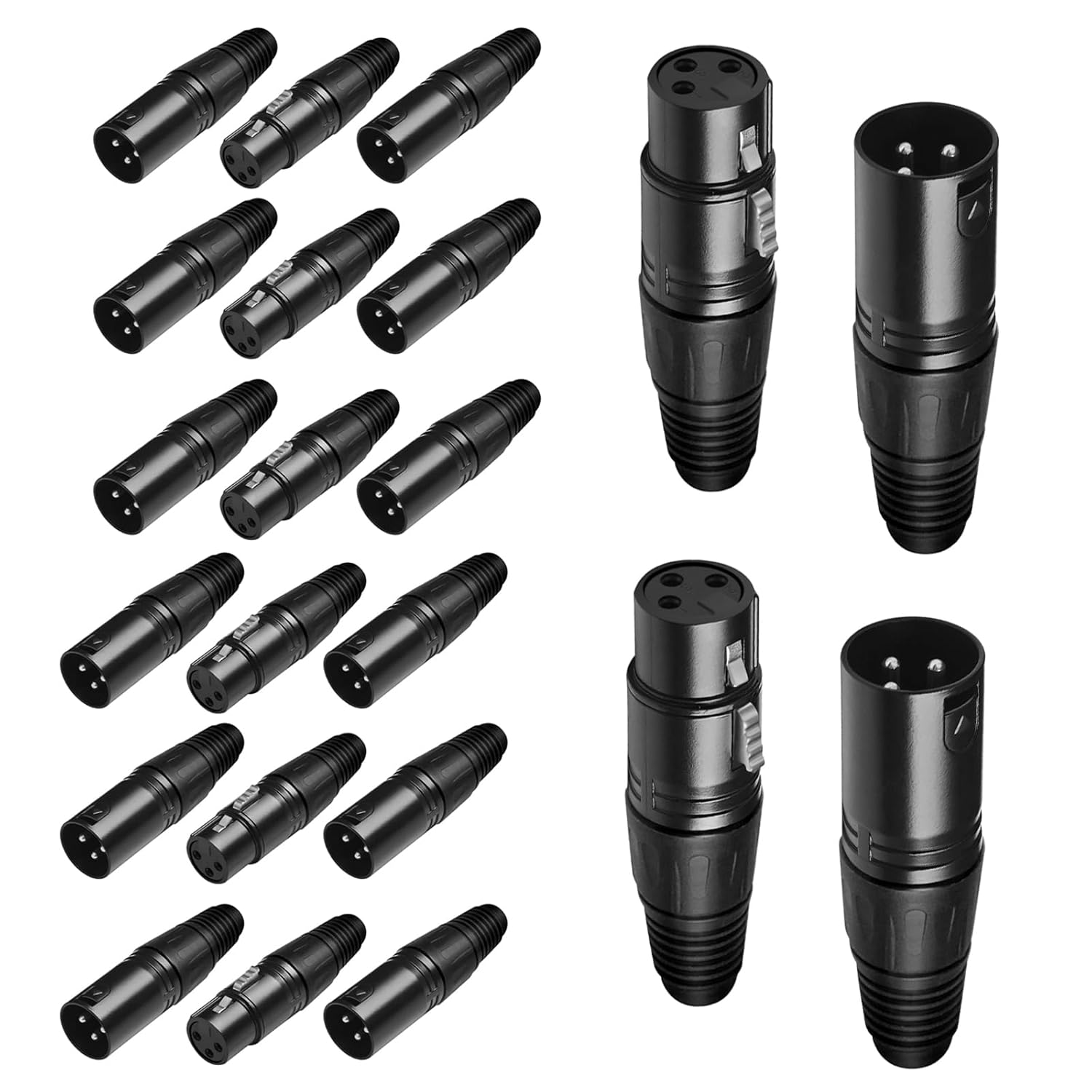 (22 PCS) 3 Pin XLR Solder Type Connector XLR Connector Black [2026 New Version] 11 Male 11 Female Plug Cable Connectors for Microphone Audio Socket Lighting DMX Connections High Conductivity