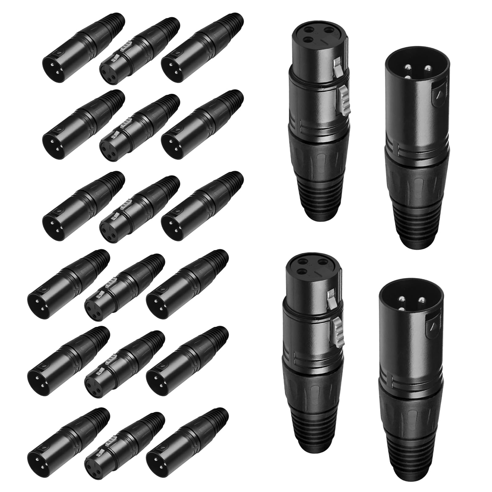 Photo 1 of (22 PCS) 3 Pin XLR Solder Type Connector XLR Connector Black [2026 New Version] 11 Male 11 Female Plug Cable Connectors for Microphone Audio Socket Lighting DMX Connections High Conductivity