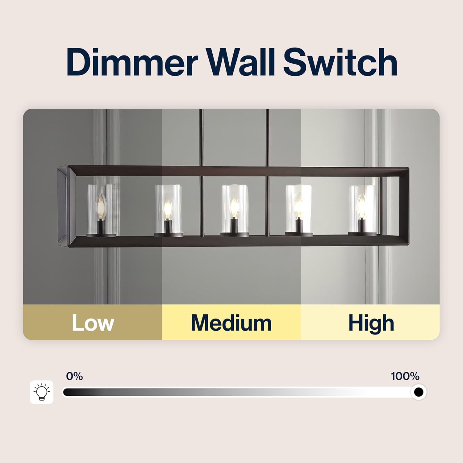 JONATHAN Y 38.5" Oil Rubbed Bronze Linear 5-Light LED Chandelier, Adjustable Clear Glass Shades Modern Pendant Light Fixture for Kitchen Island, Dining Room, ETL Listed JYL7414A