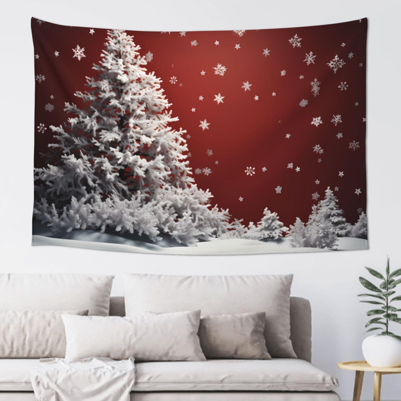 ホワイトクリスマスツリーのタペストリー Amazon.co.jp: Bedbliss ホワイトクリスマスツリーウォール