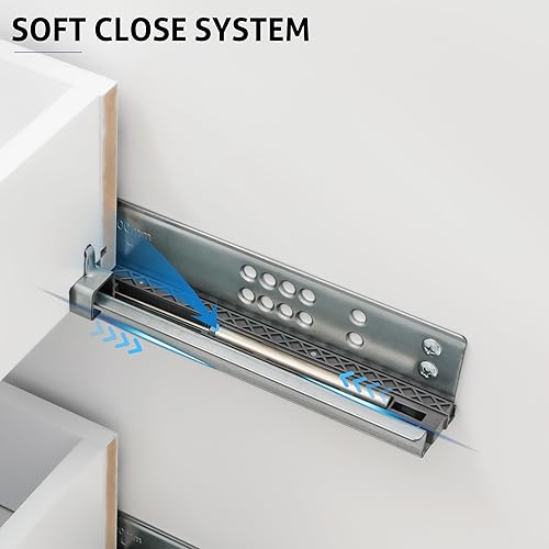 Vista 5 de eclife Armario de tocador de baño de 24 pulgadas con combo de fregadero, armario flotante montado en la pared con línea decorativa, sistema de Negro