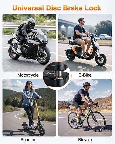 Miniatura 6 de Cerraduras antirrobo, combinación de 4 dígitos, bloqueo de freno de disco con cable de recordatorio de 5 pies para bicicletas eléctricas,