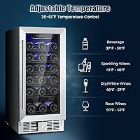 Vista 2 de PETSITE Enfriador de vino de 30 botellas, refrigerador de vino independiente e integrado de 15 pulgadas con control de temperatura y memoria