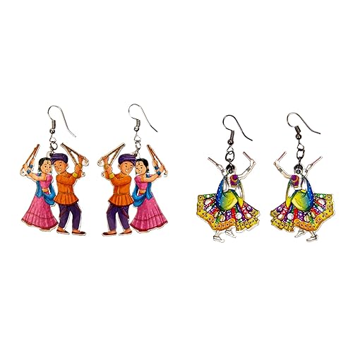 Navratri Earrings Latest Stylish Alloy Earring for Women Pack of 2 | Multicolor