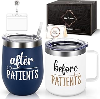 LiqCool Before Patients & After Patients Set for Men, Appreciation Gifts Set for Nurses Doctors Assistants, White Coat Ceremony Gifts for Dentists, Physician, Nurse Mug Therapist Gifts(12oz)