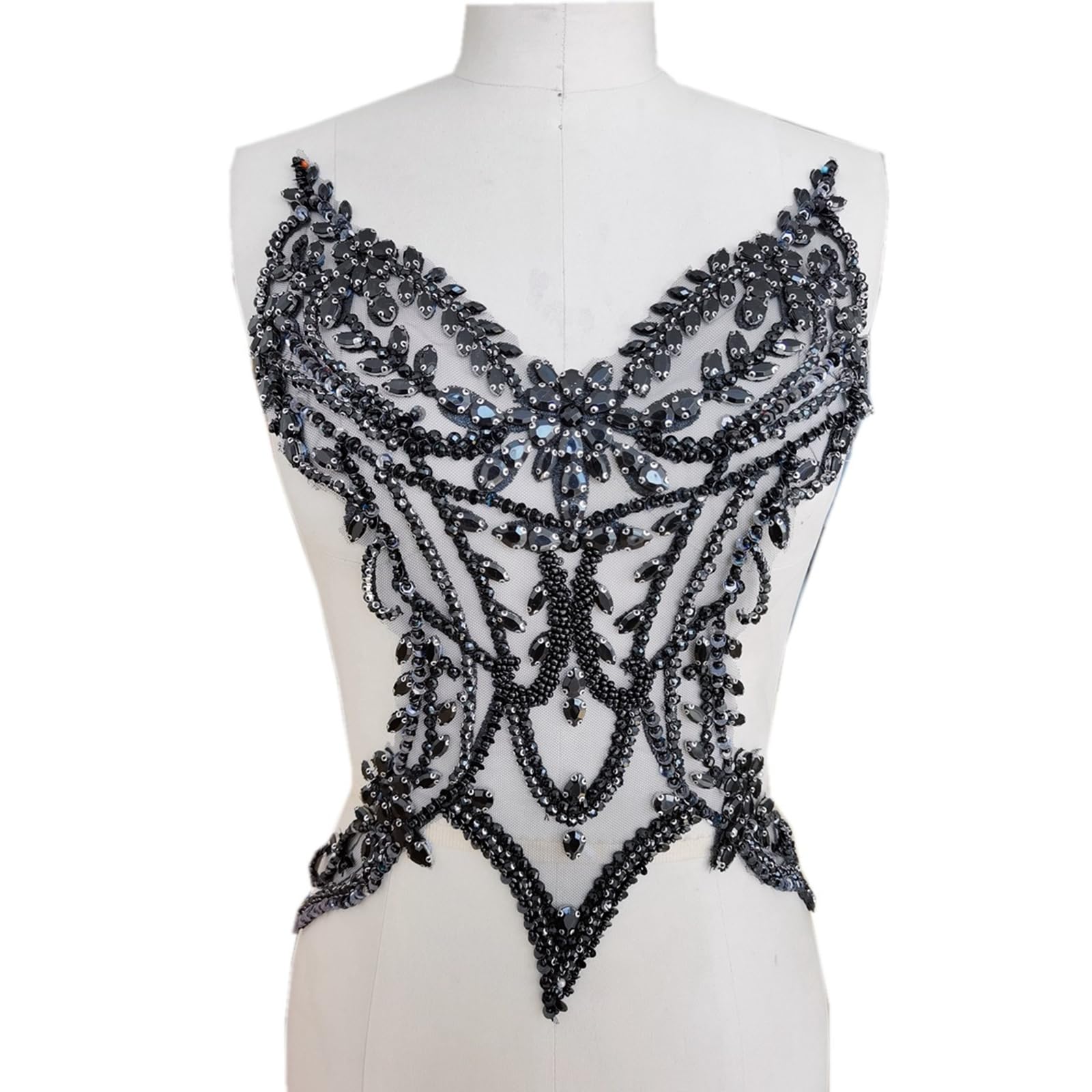 yanwuwa 3D Costumes Appliques Patches Hand Beaded Patches Rhinestones Sew on for Wedding Dresses and Prom Clothes Hand Beaded